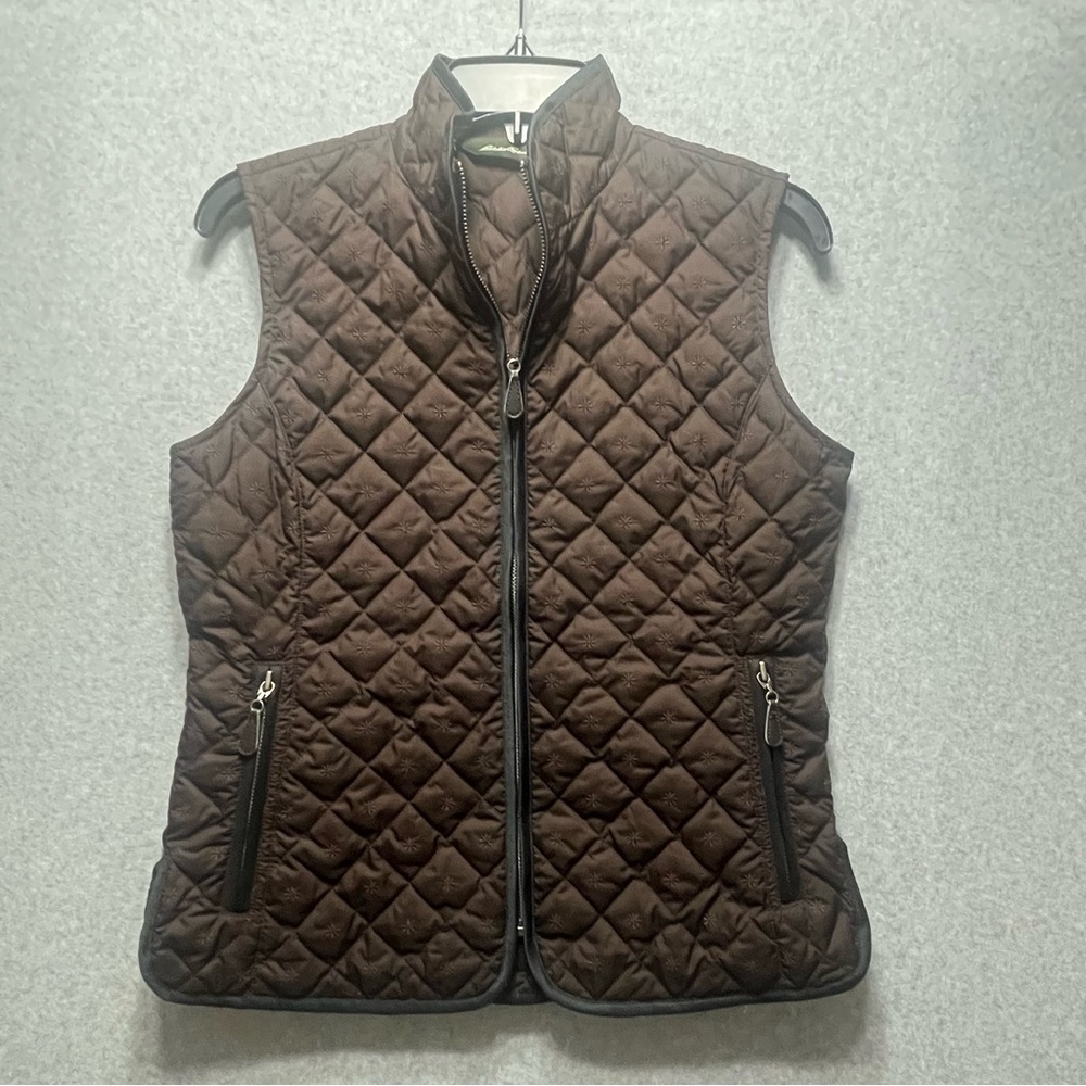EUC Eddie Bauer Premium Goose Down Vest Min 75% Down Brown [XS]